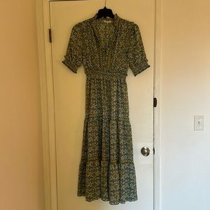 Max Studio tiered ruffle maxi dress, size large.